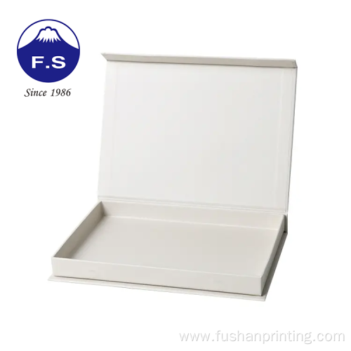 White Flapped Book Shape Hardcover Gift Box